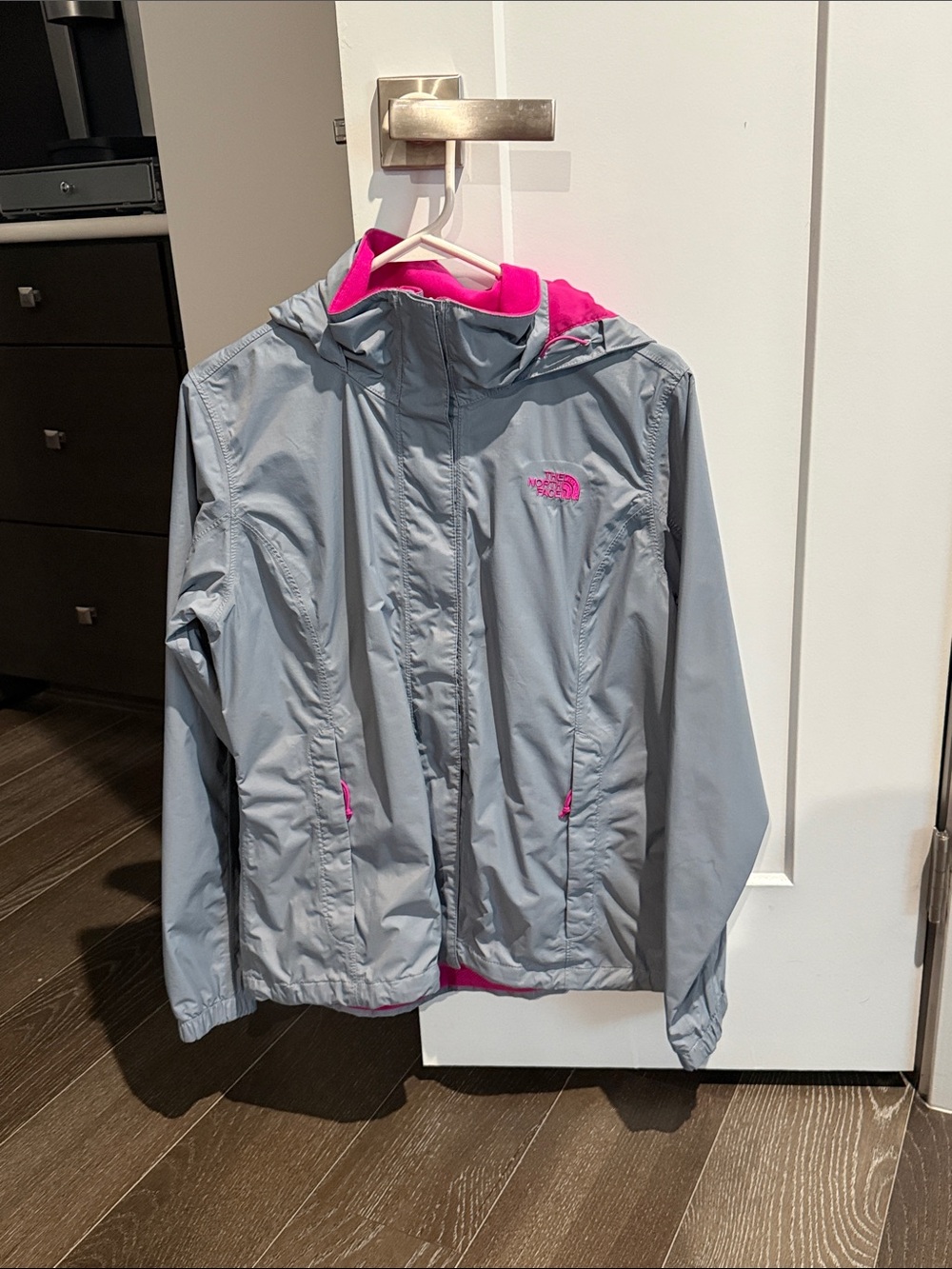 The North Face Gray Jacket with Pink Lining and Accents